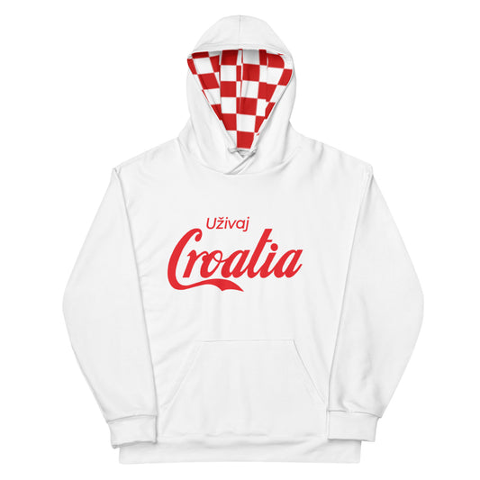 Uživaj Croatia (Enjoy Croatia) White Unisex Hoodie