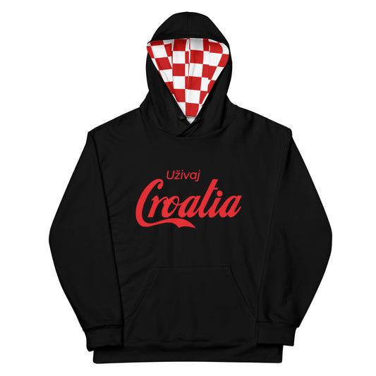 Uživaj Croatia (Enjoy Croatia) Black Unisex Hoodie