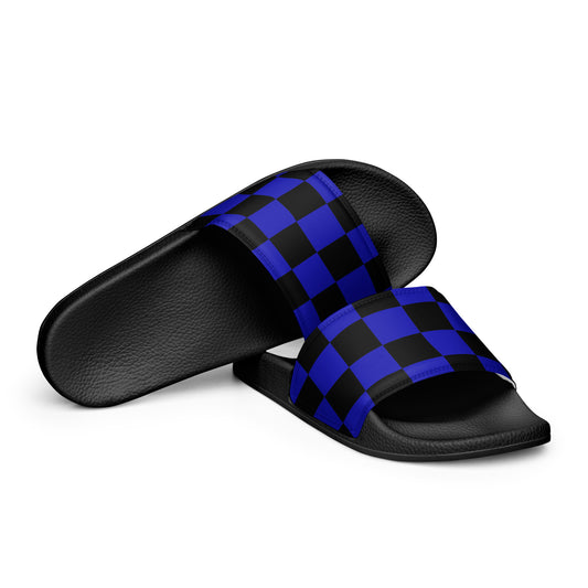 Black and Blue Checkered Men’s Slides
