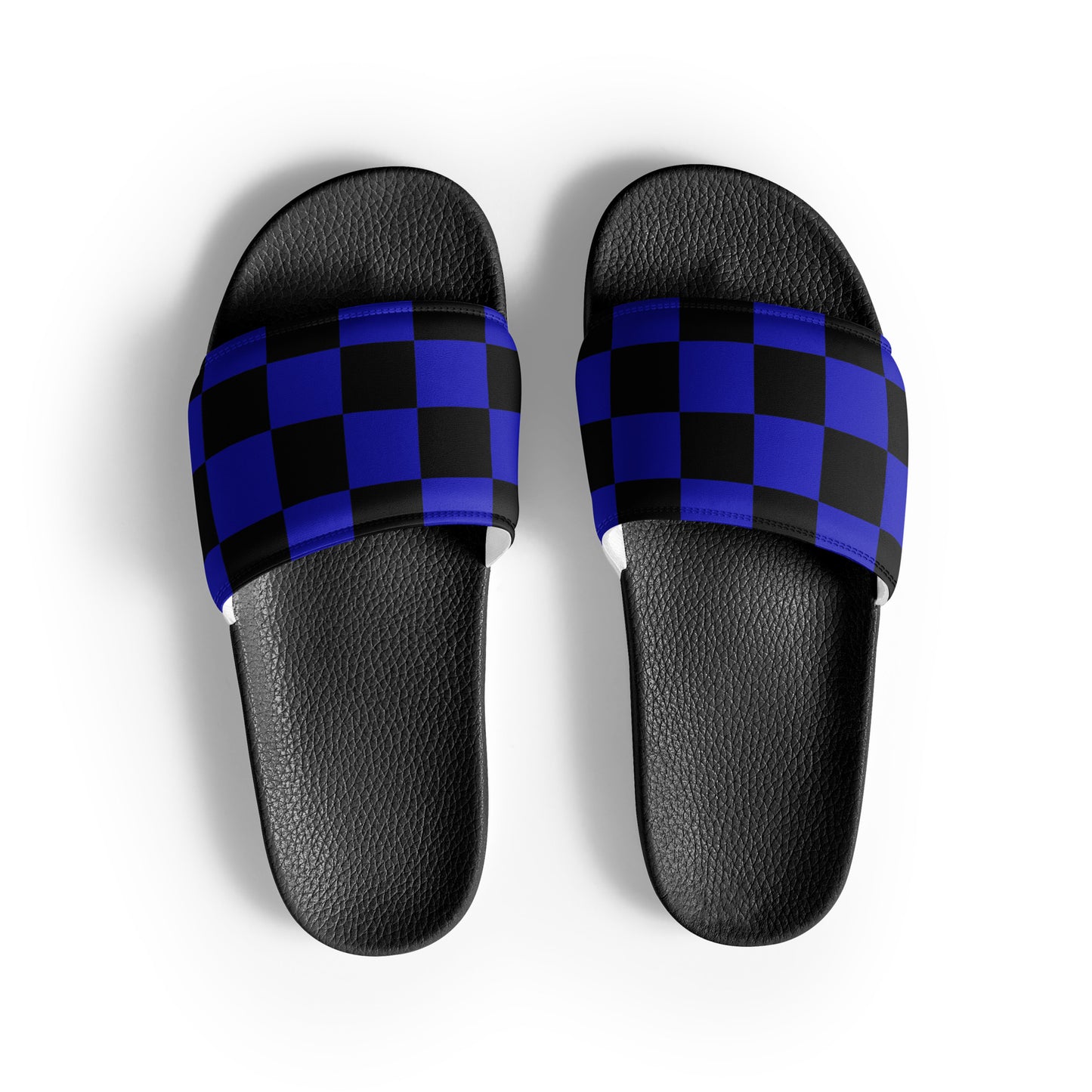 Black and Blue Checkered Men’s Slides