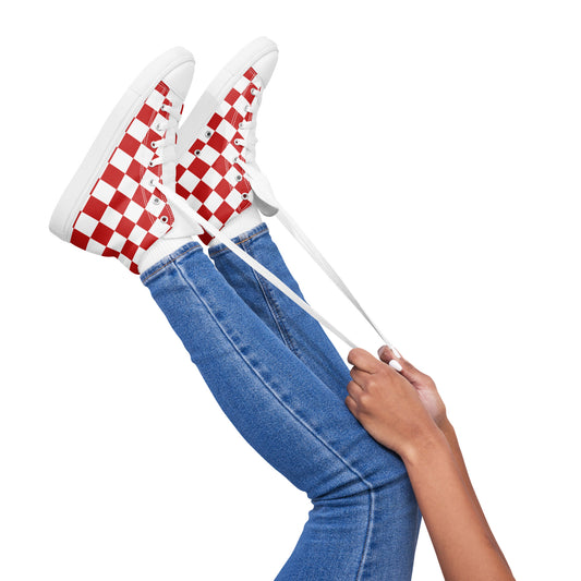 Checkered Women’s High Top Canvas Shoes